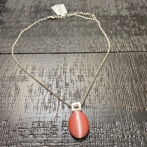 NWT Ballet Pink & Silver Tone Modern Necklace!